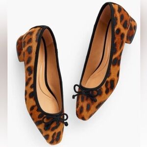 Talbots Vanessa Leopard Suede Low Block Heel Pump Size 7.5 NWOB